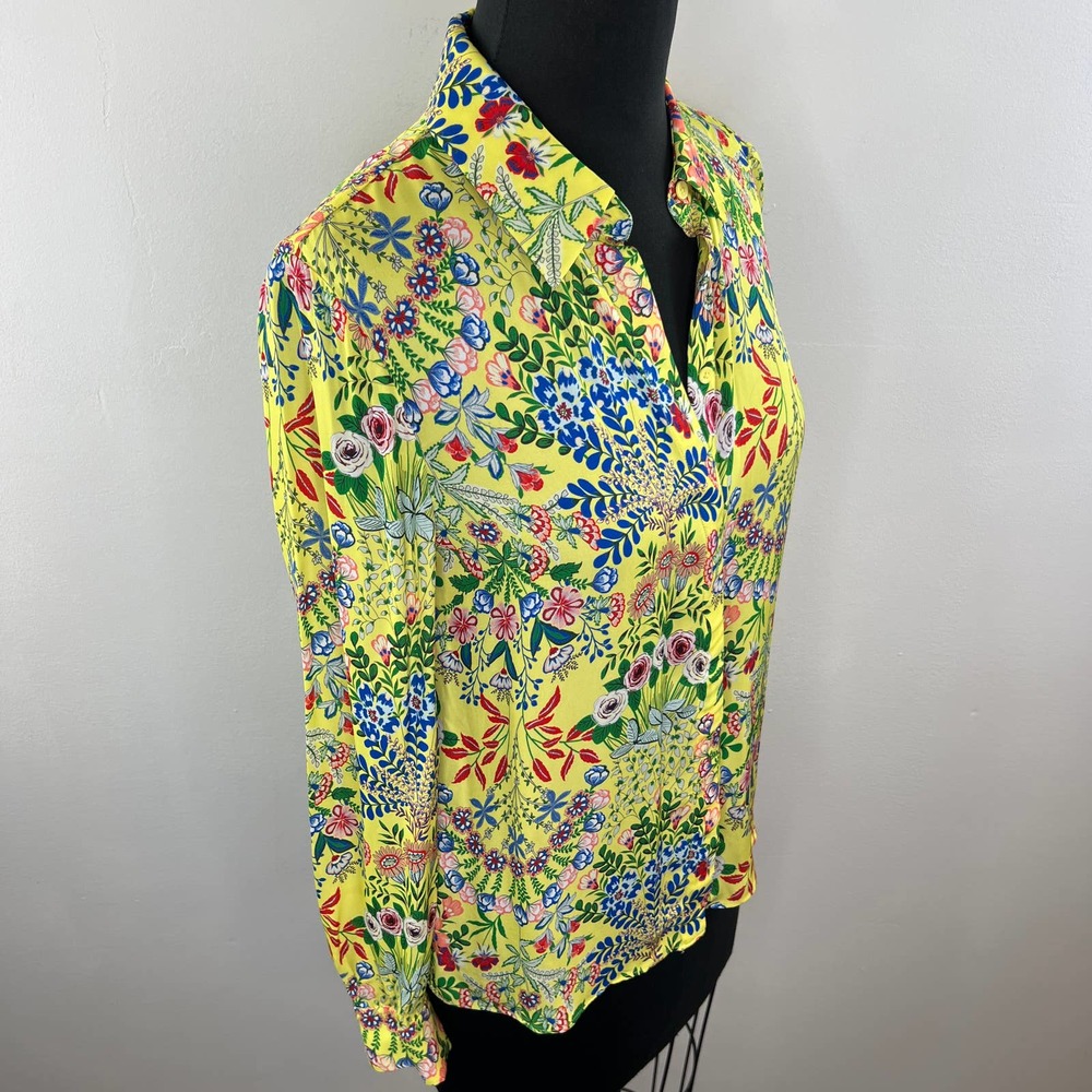 Alice + Olivia Yellow Floral Button-Down Shirt - Picture 6 of 9